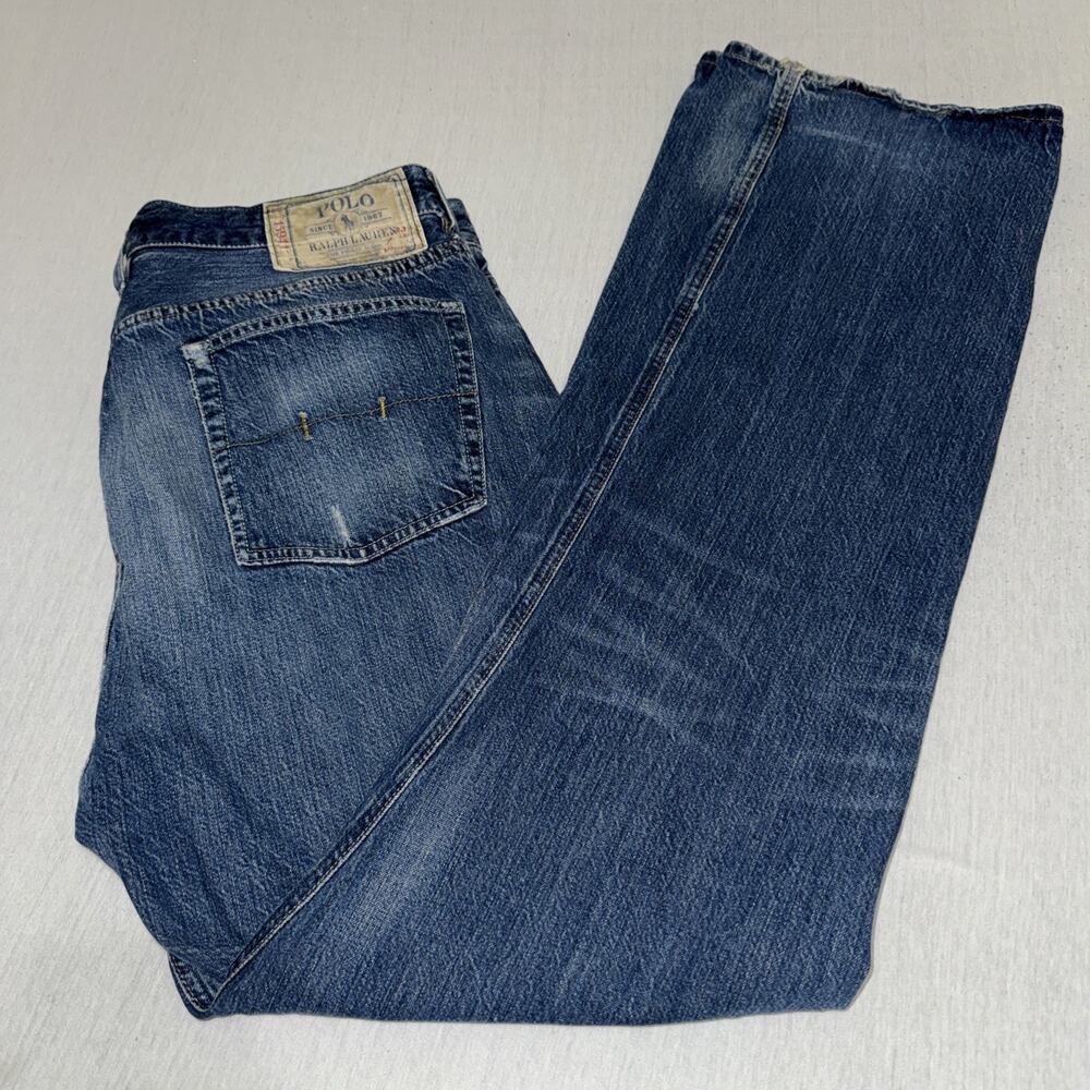 Polo Ralph Lauren Men's Med Wash Vintage 67 Straight Leg Button Fly Jeans 36x34